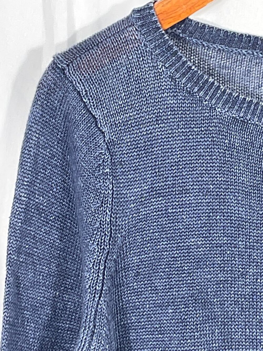 Talbots 100% Linen Blue Marled Lightweight Sweater Medium Coastal - Picture 5 of 9